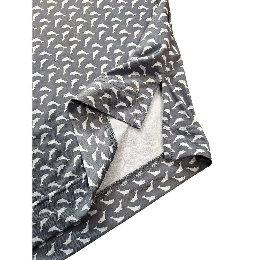 FJ Footjoy mens medium DOLPHIN AOP Birkdale Golf Club blue white performance - Picture 7 of 9